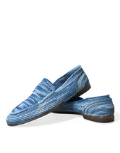 Load image into Gallery viewer, Dolce &amp; Gabbana Blue Raffia Slip On Loafers Casual Shoes
