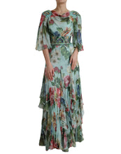 Load image into Gallery viewer, Dolce &amp; Gabbana Blue Floral Print Tiered Long Maxi Dress
