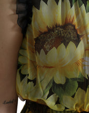 Load image into Gallery viewer, Dolce &amp; Gabbana Black Sunflower A-line Pleated Maxi Dress
