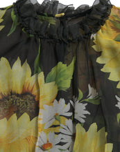 Load image into Gallery viewer, Dolce &amp; Gabbana Black Sunflower A-line Pleated Maxi Dress
