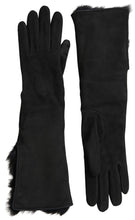 Load image into Gallery viewer, Dolce &amp; Gabbana Elegant Leather Elbow Length Gloves with Fur Trim
