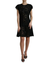 Load image into Gallery viewer, Dolce &amp; Gabbana Black Floral Lace Cotton A-line Mini Dress
