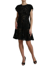 Load image into Gallery viewer, Dolce &amp; Gabbana Black Floral Lace Cotton A-line Mini Dress
