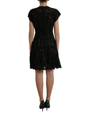 Load image into Gallery viewer, Dolce &amp; Gabbana Black Floral Lace Cotton A-line Mini Dress
