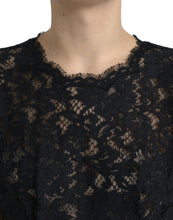 Load image into Gallery viewer, Dolce &amp; Gabbana Black Floral Lace Cotton A-line Mini Dress
