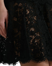 Load image into Gallery viewer, Dolce &amp; Gabbana Black Floral Lace Cotton A-line Mini Dress

