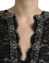 Load image into Gallery viewer, Dolce &amp; Gabbana Black Lace Crystal Embellished Shift Dress
