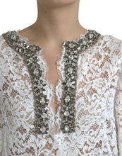 Load image into Gallery viewer, Dolce &amp; Gabbana White Lace Crystal Embellished Shift Dress
