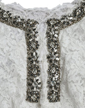 Load image into Gallery viewer, Dolce &amp; Gabbana White Lace Crystal Embellished Shift Dress
