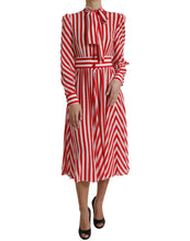 Load image into Gallery viewer, Dolce &amp; Gabbana White Red Silk A-Line Shift Gown Maxi Dress
