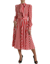 Load image into Gallery viewer, Dolce &amp; Gabbana White Red Silk A-Line Shift Gown Maxi Dress
