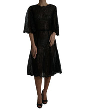 Load image into Gallery viewer, Dolce &amp; Gabbana Black Floral Lace Sheer A-line Midi Dress
