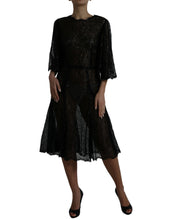Load image into Gallery viewer, Dolce &amp; Gabbana Black Floral Lace Sheer A-line Midi Dress
