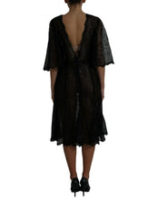 Load image into Gallery viewer, Dolce &amp; Gabbana Black Floral Lace Sheer A-line Midi Dress

