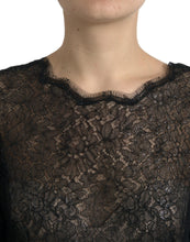 Load image into Gallery viewer, Dolce &amp; Gabbana Black Floral Lace Sheer A-line Midi Dress
