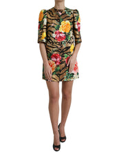Load image into Gallery viewer, Dolce &amp; Gabbana Multicolor Tiger Floral Print Shift Mini Dress
