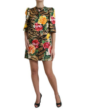 Load image into Gallery viewer, Dolce &amp; Gabbana Multicolor Tiger Floral Print Shift Mini Dress
