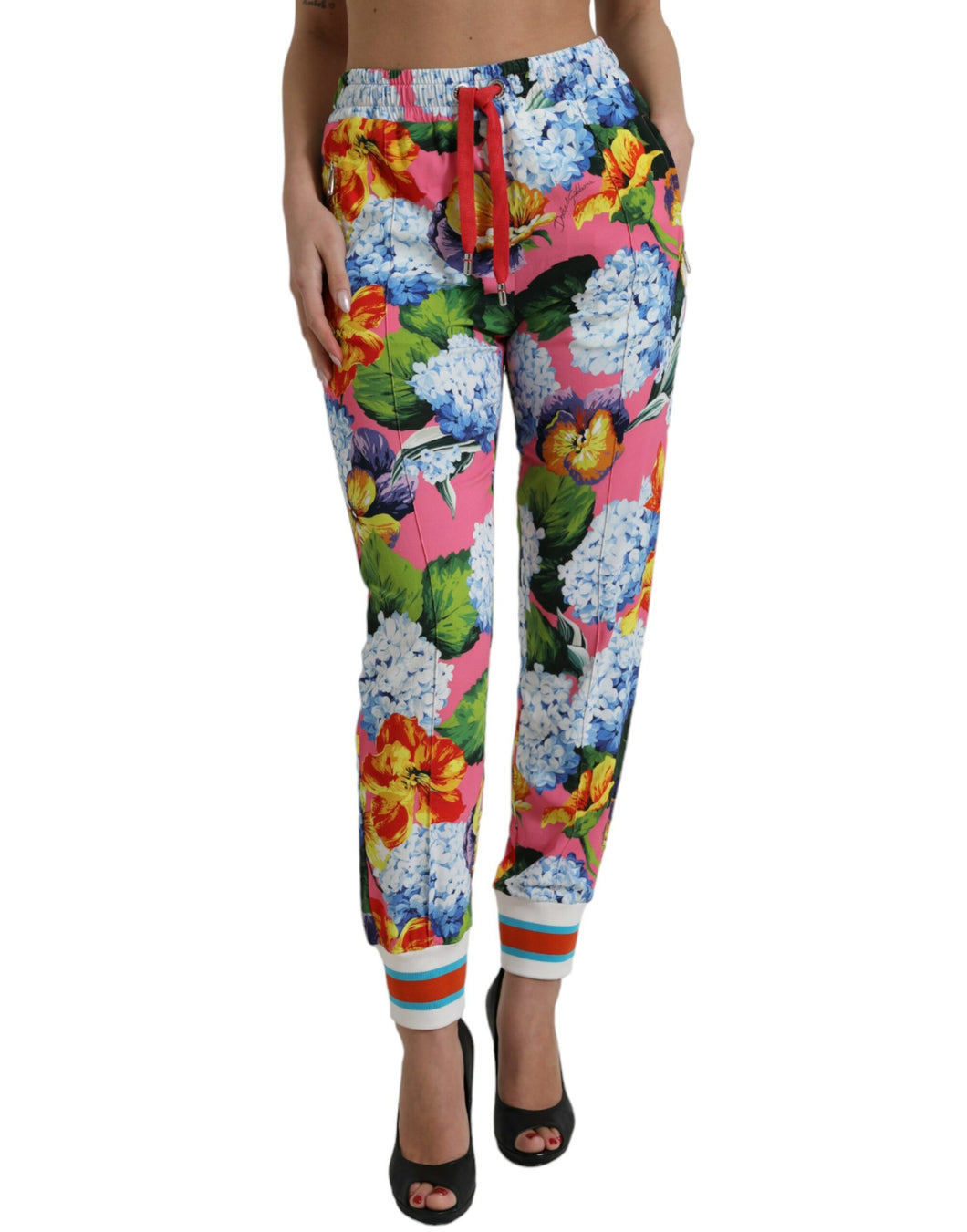 Dolce & Gabbana Floral High-Rise Drawstring Jogger Pants