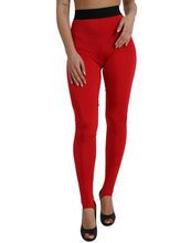 Load image into Gallery viewer, Dolce &amp; Gabbana Red Nylon Stretch Slim Leggings Pants
