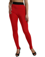 Load image into Gallery viewer, Dolce &amp; Gabbana Red Nylon Stretch Slim Leggings Pants
