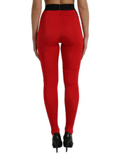 Load image into Gallery viewer, Dolce &amp; Gabbana Red Nylon Stretch Slim Leggings Pants
