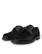 Load image into Gallery viewer, Dolce &amp; Gabbana Black Stable Fur Derby SAN PIETRO Dress Shoes
