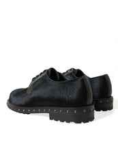 Load image into Gallery viewer, Dolce &amp; Gabbana Black Stable Fur Derby SAN PIETRO Dress Shoes
