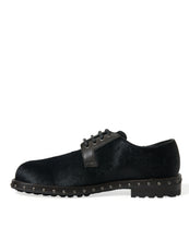 Load image into Gallery viewer, Dolce &amp; Gabbana Black Stable Fur Derby SAN PIETRO Dress Shoes
