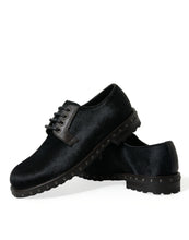 Load image into Gallery viewer, Dolce &amp; Gabbana Black Stable Fur Derby SAN PIETRO Dress Shoes
