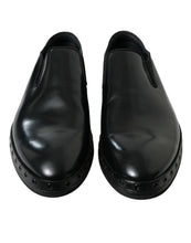 Load image into Gallery viewer, Dolce &amp; Gabbana Black Leather Studded Loafers Dress Shoes
