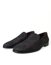 Load image into Gallery viewer, Dolce &amp; Gabbana Black Brocade Men Slip On Loafer Dress Shoes
