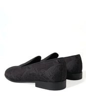 Load image into Gallery viewer, Dolce &amp; Gabbana Black Brocade Men Slip On Loafer Dress Shoes
