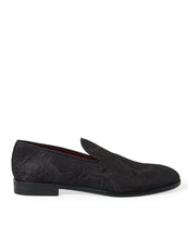 Load image into Gallery viewer, Dolce &amp; Gabbana Black Brocade Men Slip On Loafer Dress Shoes
