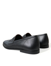 Load image into Gallery viewer, Dolce &amp; Gabbana Black Leather Logo Embroidery Loafers Dress Shoes
