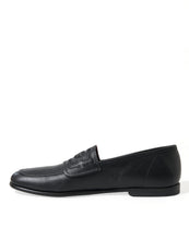 Load image into Gallery viewer, Dolce &amp; Gabbana Black Leather Logo Embroidery Loafers Dress Shoes
