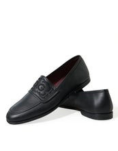 Load image into Gallery viewer, Dolce &amp; Gabbana Black Leather Logo Embroidery Loafers Dress Shoes
