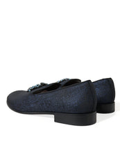 Load image into Gallery viewer, Dolce &amp; Gabbana Blue Jacquard Lurex Crystal Loafer Dress Shoes
