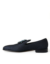 Load image into Gallery viewer, Dolce &amp; Gabbana Blue Jacquard Lurex Crystal Loafer Dress Shoes
