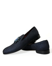 Load image into Gallery viewer, Dolce &amp; Gabbana Blue Jacquard Lurex Crystal Loafer Dress Shoes
