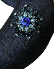 Load image into Gallery viewer, Dolce &amp; Gabbana Blue Jacquard Lurex Crystal Loafer Dress Shoes
