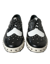 Load image into Gallery viewer, Dolce &amp; Gabbana Black White Studded Leather Sneakers Shoes

