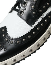 Load image into Gallery viewer, Dolce &amp; Gabbana Black White Studded Leather Sneakers Shoes

