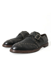 Load image into Gallery viewer, Dolce &amp; Gabbana Black Leather Monk Strap Studded Dress Shoes
