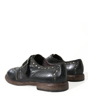 Load image into Gallery viewer, Dolce &amp; Gabbana Black Leather Monk Strap Studded Dress Shoes
