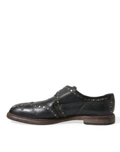 Load image into Gallery viewer, Dolce &amp; Gabbana Black Leather Monk Strap Studded Dress Shoes
