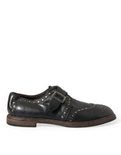 Load image into Gallery viewer, Dolce &amp; Gabbana Black Leather Monk Strap Studded Dress Shoes
