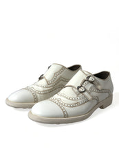 Load image into Gallery viewer, Dolce &amp; Gabbana White Leather Strap Men Derby Dress Shoes
