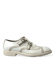 Load image into Gallery viewer, Dolce &amp; Gabbana White Leather Strap Men Derby Dress Shoes
