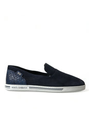 Load image into Gallery viewer, Dolce &amp; Gabbana Blue Suede Caiman Loafers Saint Tropez Shoes
