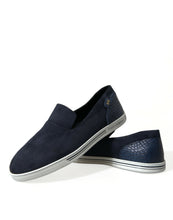 Load image into Gallery viewer, Dolce &amp; Gabbana Blue Suede Caiman Loafers Saint Tropez Shoes
